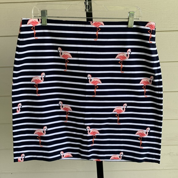 Talbots flamingo print resort wear stripped skirt size 12 - Picture 5 of 8